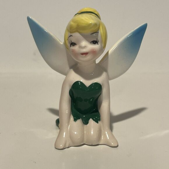Vintage Tinkerbell 3" Disney Peter Pan Porcelain Ceramic Figurine Japan Kneeling - Picture 1 of 9